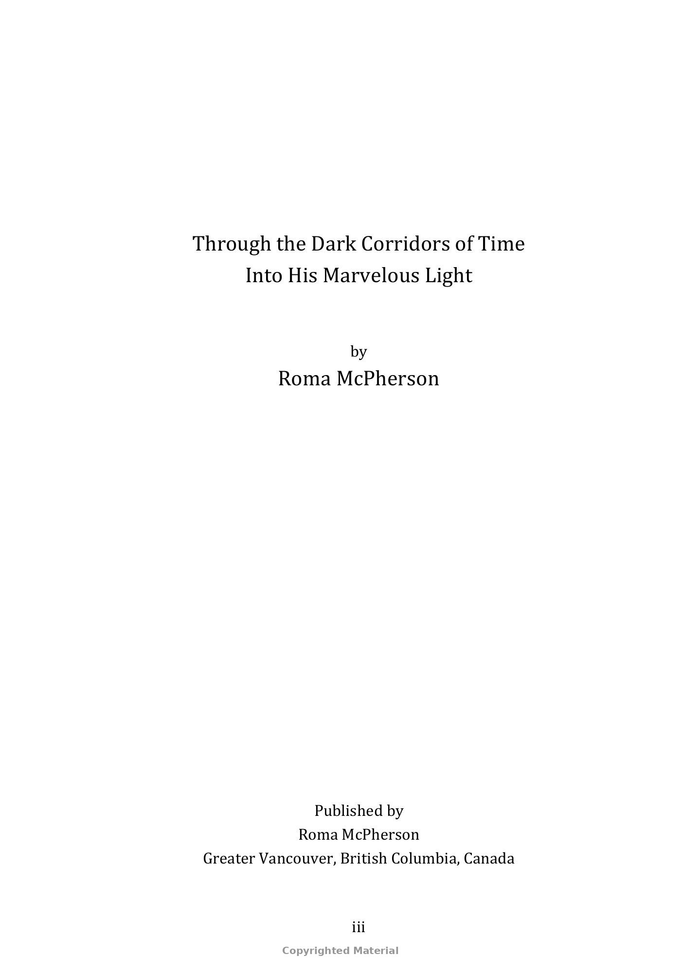 Page iii of Through the Dark Corridors of Time